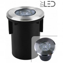 Byled ® - Spot LED d'extérieur IP67 encastré de sol rond inox - 3W - 12V (qinox 92mm) | Température de couleur Blanc Chaud
