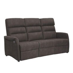 Canapé de relaxation électrique 3 places brun - softy - l 195 x l 90-165 x h 107-80 - neuf