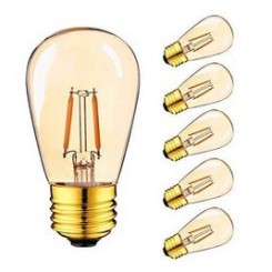 Ampoule LED Genixgreen Lampes d'extérieur, ampoule led à vis e27 edison, 1w ampoule de rechange à filament led pour s14 st45 led, blanc chaud 2200k, verre ambré équivalent à